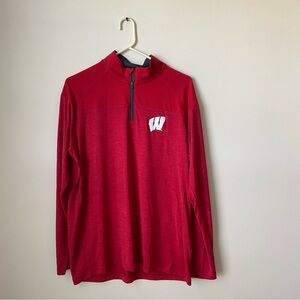 Under Armour Wisconsin Red Lightweight Half Zip Pullover Size Large